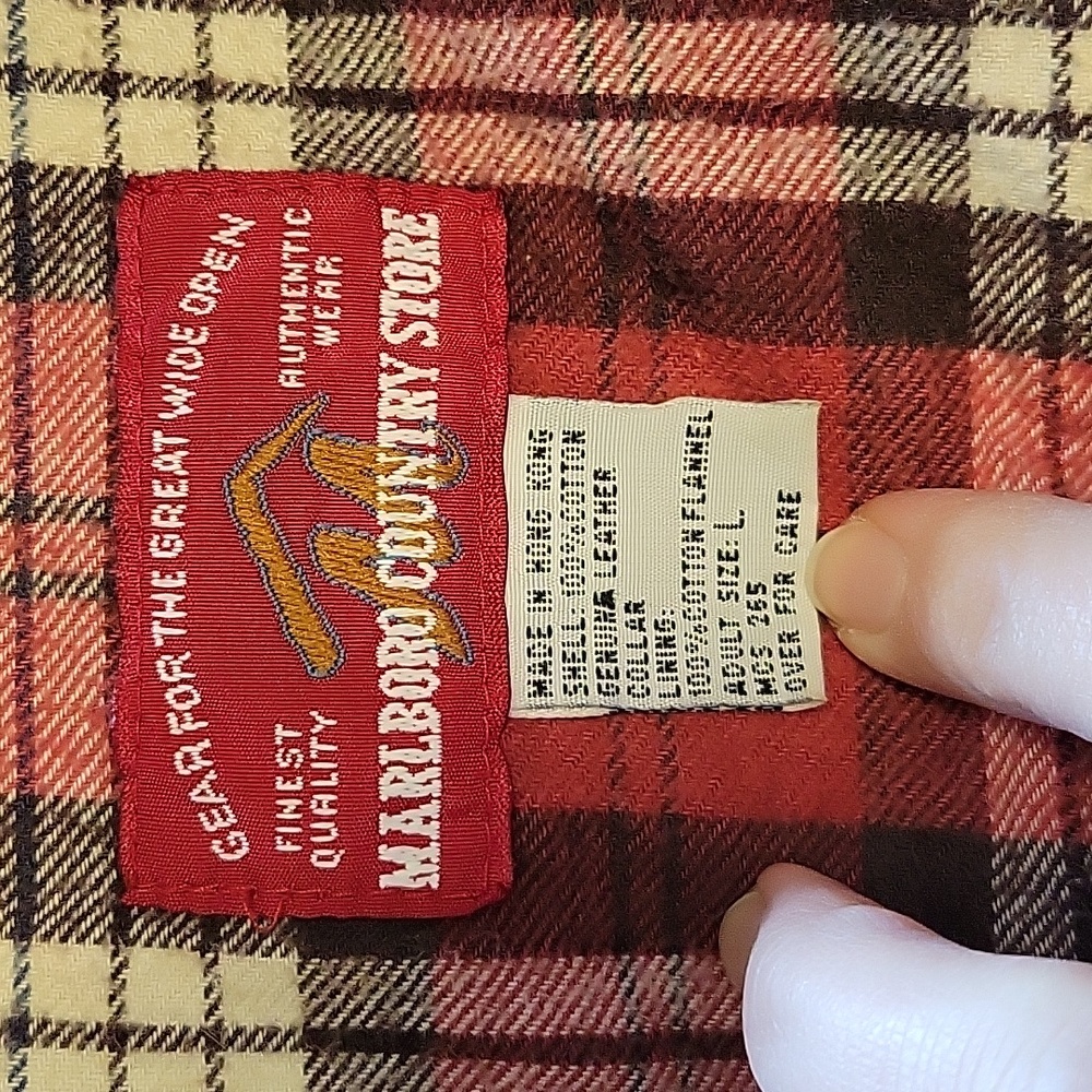 Vintage Marlboro Country Store Denim Jacket with Leather Collar Size Large - Picture 3 of 12